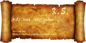 Kókai Sándor névjegykártya