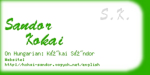 sandor kokai business card